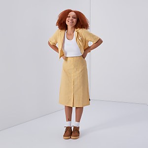 Women's Check Midi Skirt Yellow - XS