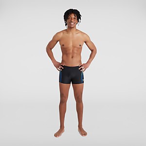 Mens Printed V-Cut Aquashort Black & Blue - 28