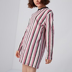 Women's Vertical Stripe Dress Pink - XS