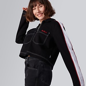 Women's Half Zip Cropped Shirt Black - XS
