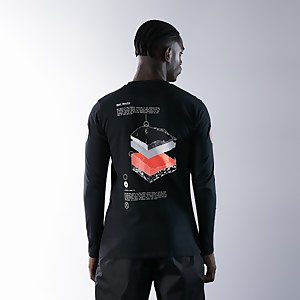 Unisex Organic Three Peaks Long Sleeve Tee - Ben Nevis Print - Black