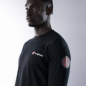 Unisex Organic Three Peaks Long Sleeve Tee - Ben Nevis Print - Black