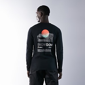 Unisex Organic Three Peaks Long Sleeve Tee - Snowdon Print - Black