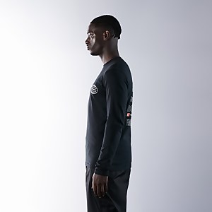 Unisex Organic Three Peaks Long Sleeve Tee - Snowdon Print - Black