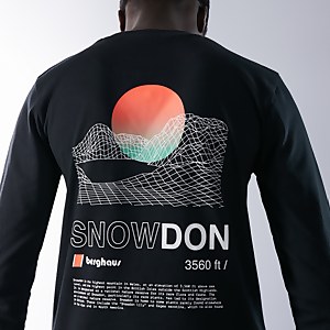 Unisex Organic Three Peaks Long Sleeve Tee - Snowdon Print - Black