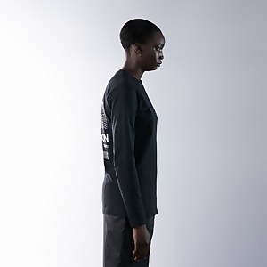 Unisex Organic Three Peaks Long Sleeve Tee - Snowdon Print - Black