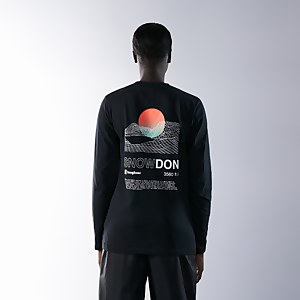 Unisex Organic Three Peaks Long Sleeve Tee - Snowdon Print - Black