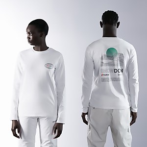 Unisex Organic Three Peaks Long Sleeve Tee - Snowdon Print- White