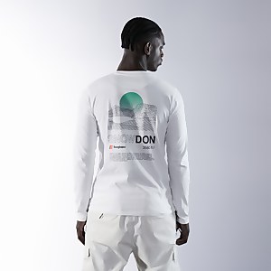 Unisex Organic Three Peaks Long Sleeve Tee - Snowdon Print- White