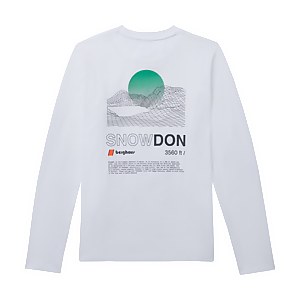 Unisex Organic Three Peaks Long Sleeve Tee - Snowdon Print- White