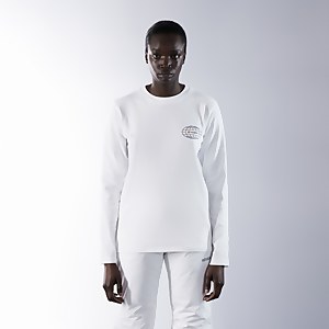 Unisex Organic Three Peaks Long Sleeve Tee - Snowdon Print - White - XS