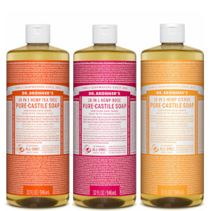 Dr. Bronner's Summer Scents Pure-Castile Liquid Soap Set - Citrus, Tea Tree and Rose