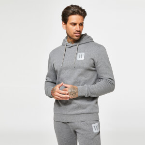 11 Degrees Men's Reflective Logo Pullover Hoodie - Charcoal Marl/Reflective
