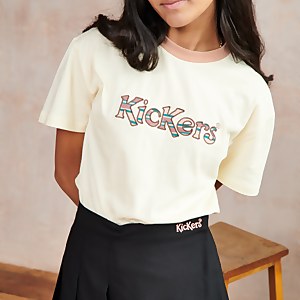Women's Cream T-Shirt With Logo - XS