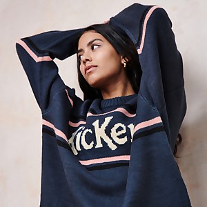 Women's Logo Knit Jumper Dark Blue - XS
