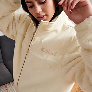 Women's Beige Teddy Jacket Beige - XS