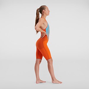Combinaison Femme Fastskin LZR Pure Valor Dos fermé Orange/Bleu