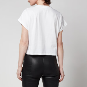 Tシャツ・カットソー BALMAIN Women Tops BF1EF005BB02GAB White Cropped T-shirt with flocked Balmain Letter logo white white