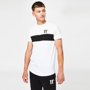 Triple Panel Muscle Fit Short Sleeve T-Shirt – White/Coconut White/Black