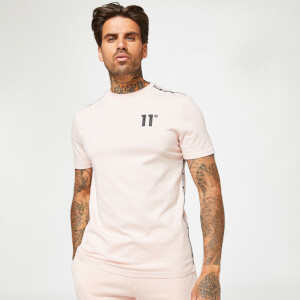T-Shirt mit Markenstreifen – hellrosa