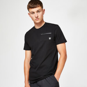 T-Shirt mit Reißverschlusstasche – schwarz