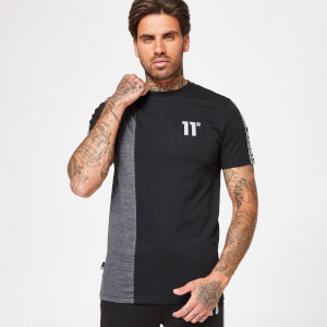 Cut & Sew Panel Short Sleeve T-Shirt – Black/Charcoal Marl