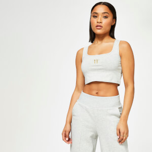 Womens Square Neck Cropped Vest – Grey Marl