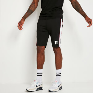 Colour Block Piped Poly Shorts - Black / White / Goji Berry Red