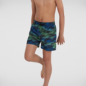 Jungen Printed 13" Badeshorts Schwarz/Blau