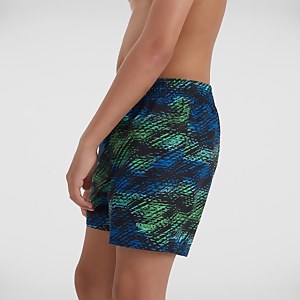 Jungen Printed 13" Badeshorts Schwarz/Blau