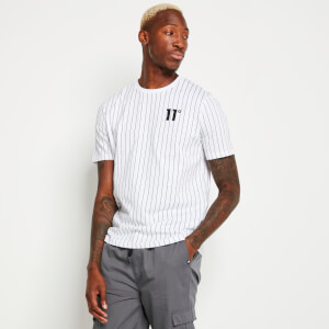 T-Shirt mit verikalen Streifen – weiß/schwarz