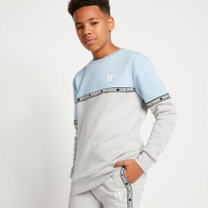 11 Degrees Junior Cut and Sew Taped Sweatshirt - Powder Blue/Vapour Grey