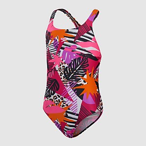 Mädchen Allover Medalist Badeanzug Marineblau/Pink