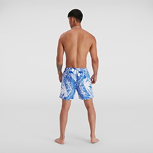 Men's Print Leisure 16" Swim Short Blue/White