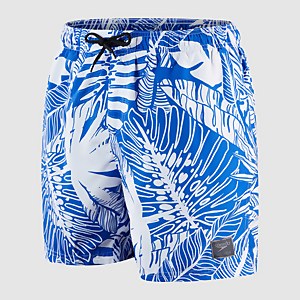 Men's Print Leisure 16" Swim Short Blue/White