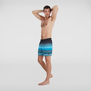 Herren Print Leisure 16" Badeshorts Schwarz/Blau