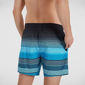 Herren Print Leisure 16" Badeshorts Schwarz/Blau