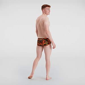 Herren Allover 17 cm Badehose Orange/Grün