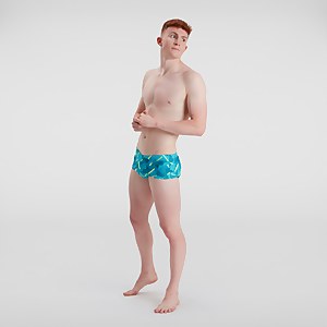 Herren Allover V-Cut 17 cm Badehose Blau