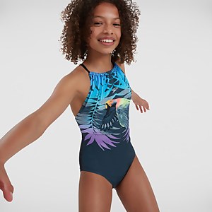 Girls' Star Swimsuit Black/Blue