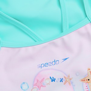 Mädchen Thinstrap Badeanzug Grün/Pink
