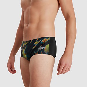 Herren Allover 14 cm Badehose Schwarz/Grün