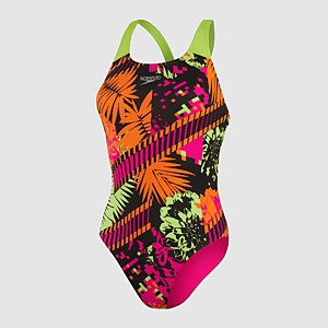 Damen Placement Powerback Badeanzug Pink/Grün