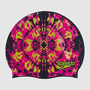SPEEDO SLOGAN PRT CAP JU BLACK/PINK - ONE SIZE