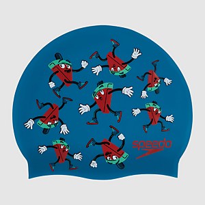 SPEEDO SLOGAN PRT CAP JU BLUE/PINK - ONE SIZE