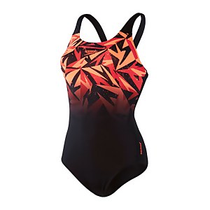 Damen Hyperboom Placement Muscleback Badeanzug Schwarz/Rot