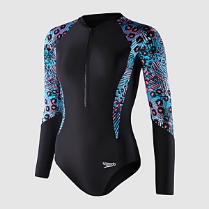 Damen Langärmeliger Paddlesuit Blau/Schwarz