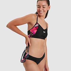 Damen Thinstrap Bikini Schwarz/Pink