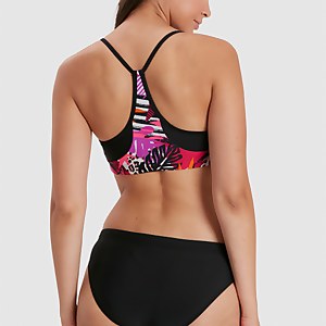 Damen Thinstrap Bikini Schwarz/Pink