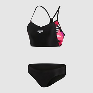 Damen Thinstrap Bikini Schwarz/Pink